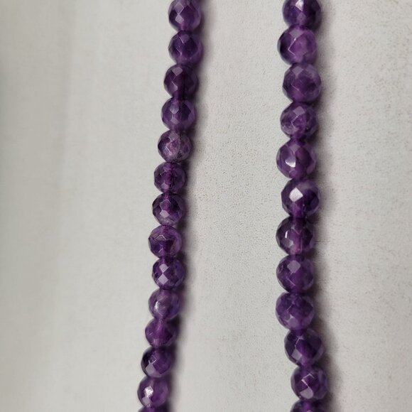 Amethyst Faceted Bead Necklace Sterling Silver Amethyst Pendant - Picture 5 of 8